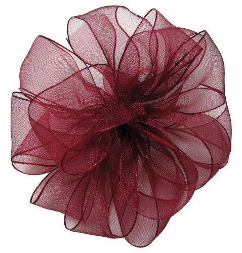 Product Cover Offray Wired Edge Encore Sheer Craft Ribbon, 1-1/2-Inch Wide by 25-Yard Spool, Burgundy