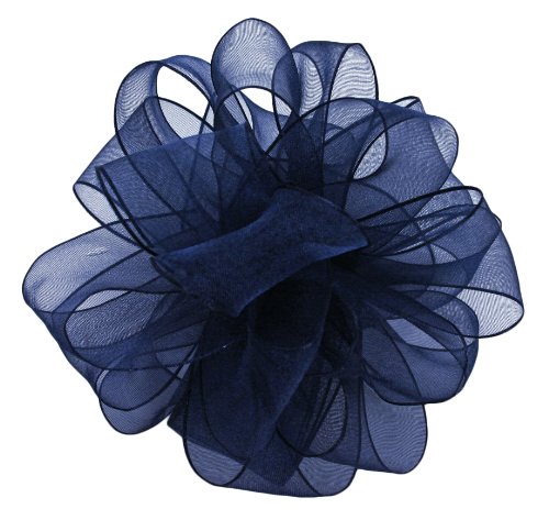 Product Cover Offray Wired Edge Encore Sheer Craft Ribbon, 1-1/2-Inch Wide by 25-Yard Spool, Navy