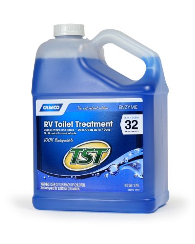 Product Cover Camco TST Clean Scent RV Toilet Treatment, Formaldehyde Free, Breaks Down Waste And Tissue, Septic Tank Safe, Treats up to 32 - 40 Gallon Holding Tanks (128 Ounce Bottle),BLUE - 41507