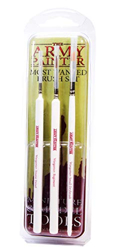 Product Cover Miniatures Paint Brush Set of 3 Miniature Paint Brushes - Insane Detail, Regiment and Small Drybrush - Quality Detail Brush Set Handmade in Europe - Wargamer Most Wanted Brush Set by The Army Painter