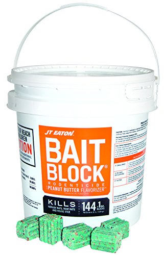 Product Cover JT Eaton 709-PN Bait Block Rodenticide Anticoagulant Bait, Peanut Butter Flavor, for Mice and Rats (9 lb Pail of 144)