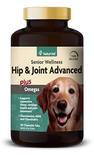 Product Cover NaturVet - Senior Wellness Hip & Joint Advanced Plus Omegas - Help Support Your Pet's Healthy Hip & Joint Function - Supports Joints, Cartilage & Connective Tissues - 90 Time Release Tablets
