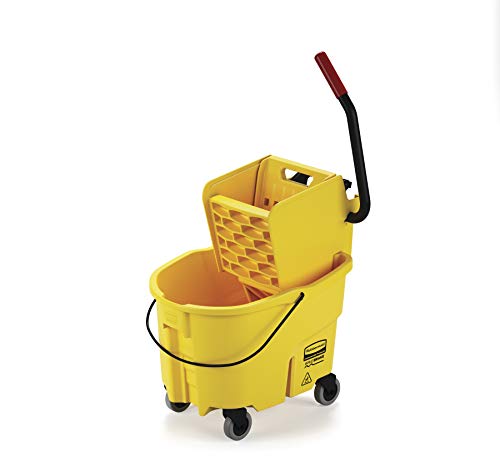 Product Cover Rubbermaid Commercial WaveBrake 2.0 26 QT Side-Press Mop Bucket and Wringer, Yellow (FG748000YEL)
