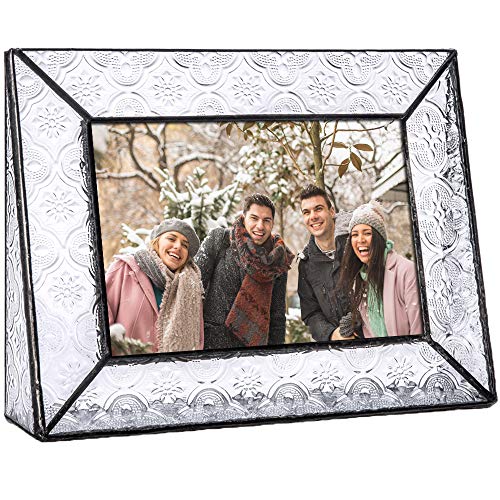 Product Cover Clear Glass Picture Frame 4x6 Horizontal Photo Display Desk or Tabletop Vintage Home Décor Family Wedding Anniversary Engagement Graduation Baby Gift J Devlin Pic 126 Series