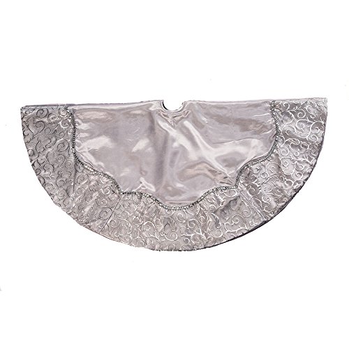Product Cover Kurt Adler 48-Inch Silver Satin with Printed Border Treeskirt