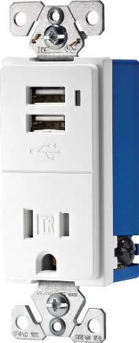 Product Cover EATON TR7740W-K Combination Electrical Receptacle, 125 V, 15 A, 1.9 x 3.8 x 5.9, White