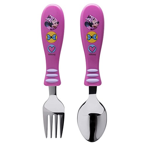 Product Cover Zak Designs Minnie Easy Grip Flatware Fork And Spoon Utensil Set - Perfect for Toddler Hands With Fun Characters, Contoured Handles And Textured Grips, Minnie Bowtique