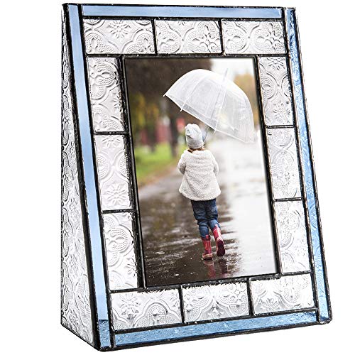 Product Cover J Devlin Pic 159-46V Blue Stained Glass Picture Frame Tabletop 4x6 Vertical Photo Frame Vintage