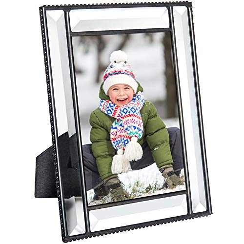 Product Cover Beveled Glass Picture Frame Easel Back 4x6 Photo Frame Wedding Anniversary Engagement Graduation Gift Home Decor Clear J Devlin Pic 354-46HV (4x6)