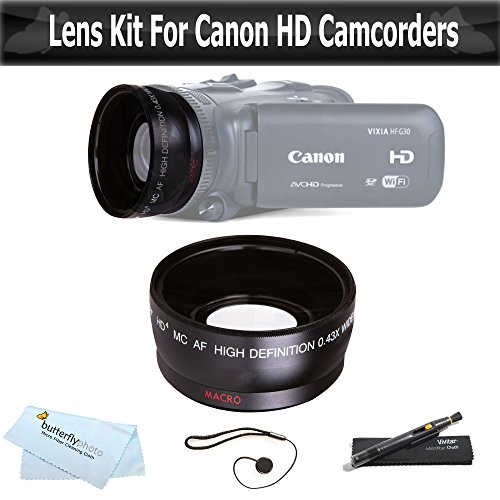 Product Cover Wide Angle Lens Kit for Canon VIXIA HF R82, HF R80, HF R800, HF R700, HF R72, HF R70 Camcorder Includes High Definition .43x Wide Angle Lens W/Macro + LensPen Cleaning Kit + Lens Cap Keeper + More
