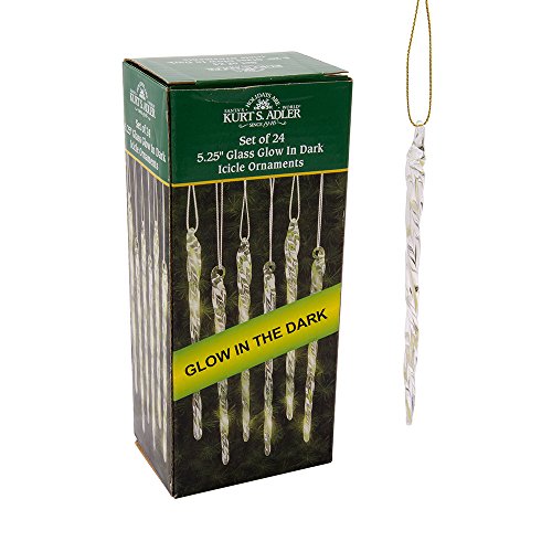 Product Cover Kurt Adler 5-1/4-Inch Glass Glow-in-the-Dark Icicle Ornament Set of 24