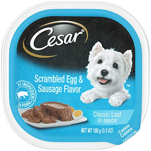 Product Cover CESAR Soft Wet Dog Food Classic Loaf in Sauce Scrambled Egg & Sausage Flavor, (24) 3.5 oz. Easy Peel Trays