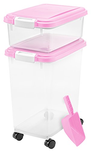 Product Cover IRIS USA, Inc. 3Piece Airtight Pet Food Storage Container Combo, Pink