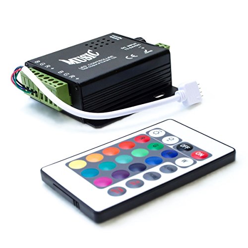 Product Cover HitLights LED Light Strip Music Controller 12V-24V, Sound Activated - Includes 24 key remote, for SMD5050 RGB Multicolor LEDs