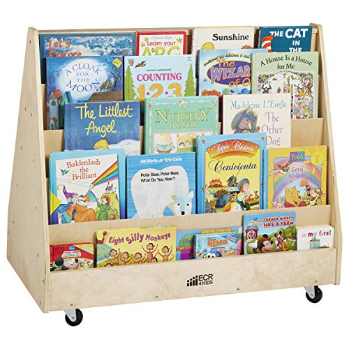 Product Cover ECR4Kids ELR-0335 Birch Hardwood Double-Sided Book Display Stand for Kids, 10 Shelves, Natural