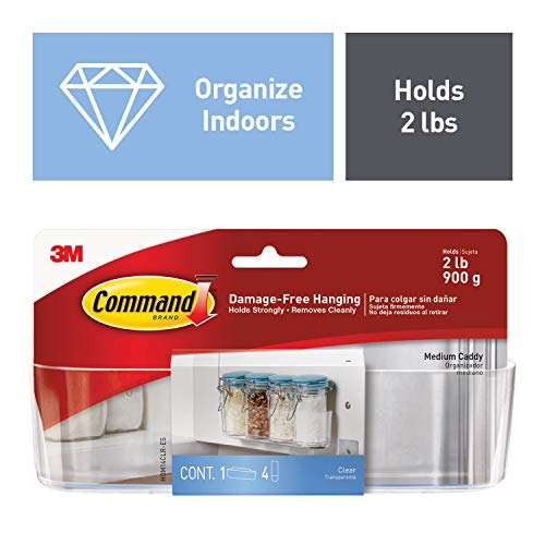 Product Cover Command Medium Cabinet Organizer, 2-packages, Holds 2 lbs, Decorate Damage-Free, Clear (HOM14CLR-ES)