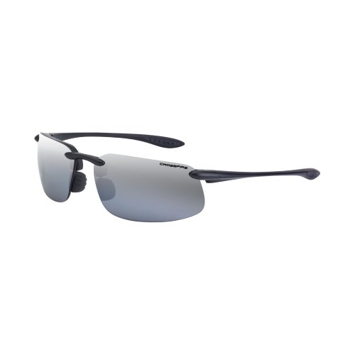 Product Cover Crossfire Eyewear 21427 ES4 Polarized Safety Glasses with Silver Mirror Polarized Lens and Black Frame
