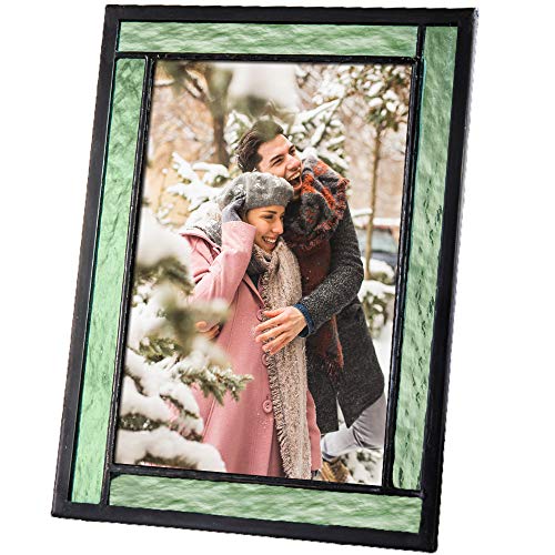 Product Cover J Devlin Colored Easel Back Series - Stained Glass 5x7 Picture Frame Displays Horizontally or Vertically (Green)