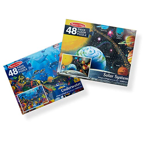 Product Cover Melissa & Doug Jumbo Jigsaw Floor Puzzle Set - Solar System and Underwater (48 Pieces each, 91.44 cm L x 60.96 cm W)