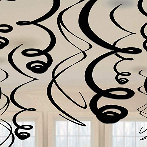 Product Cover Amscan 67055.10 Swirl (12ct) Party Decorations, 22 inches, Jet Black