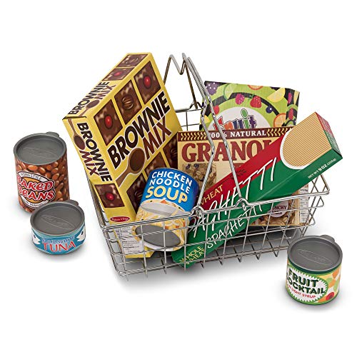 Product Cover Melissa & Doug Let's Play House! Grocery Basket with Play Food, Great Gift for Girls and Boys - Best for 3, 4, and 5 Year Olds