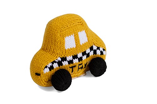Product Cover Estella Hand Knit Soft Organic Cotton Baby Rattle Toy, Taxi