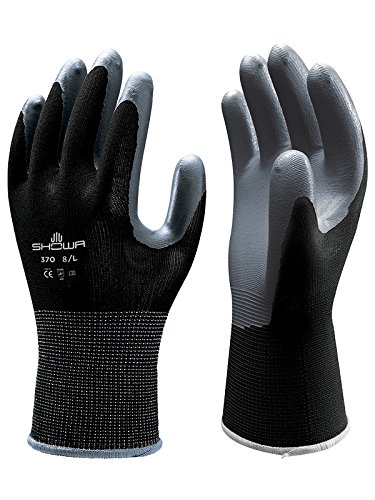 Product Cover SHOWA 370BL-08 Atlas 370B Nitrile Palm Coating Glove, Black, Large (Pack of 12 Pairs)