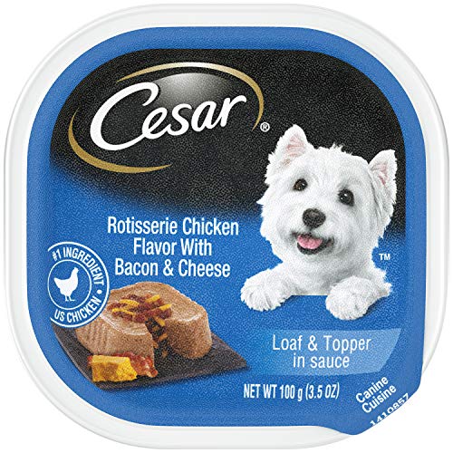 Product Cover CESAR Soft Wet Dog Food Loaf & Topper in Sauce Rotisserie Chicken Flavor with Bacon & Cheese, (24) 3.5 oz. Easy Peel Trays