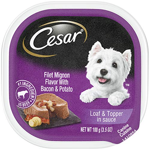 Product Cover CESAR Soft Wet Dog Food Loaf & Topper in Sauce Filet Mignon Flavor with Bacon & Potato, (24) 3.5 oz. Easy Peel Trays