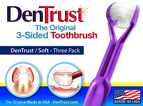Product Cover 3 PACK :: DenTrust 3-Sided Toothbrush :: Soft :: Wrap-Around Design with Automatic 45 Degree Angle :: Made in USA