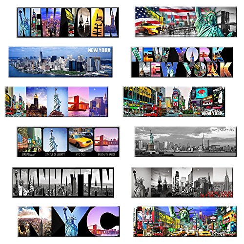 Product Cover New York Panoramic Photo Magnets NYC 5x1.6 inch - Pack of 12