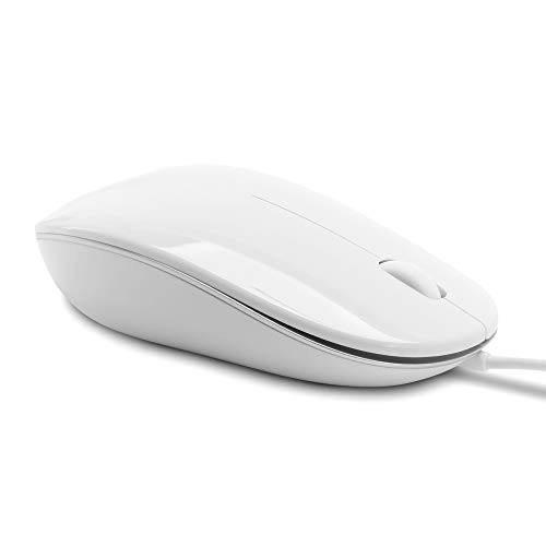 Product Cover iHome USB Wired Laser Mac Mouse with Scroll Wheel, 3-Buttons, 5ft Long Cable,1600 DPI, Laptops and Computers, Slim & Compact, Right or Left Hand Use, White