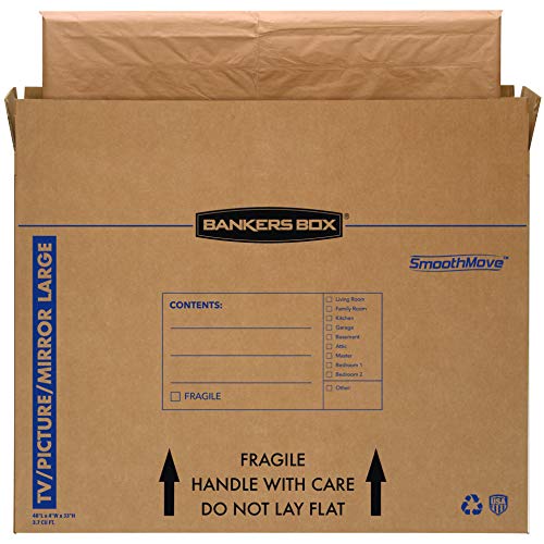Product Cover Bankers Box SmoothMove TV/Picture/Mirror Moving Box, Large, 48 x 4 x 33 Inches, 4 Pack (7711301)
