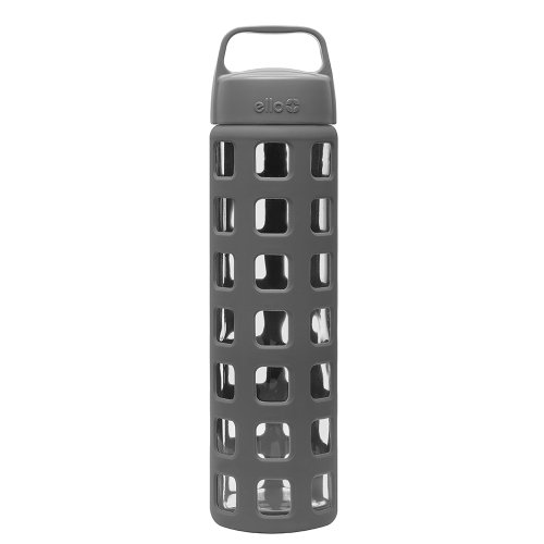 Product Cover Ello Pure Glass Water Bottle with Silicone Sleeve | 20 oz | Grey Squares