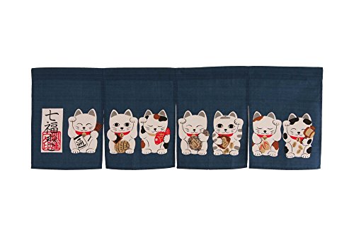 Product Cover Noren (Japanese Curtain) seven Beckoning Cat/Maneki Neko 17-507 85×30cm from Japan