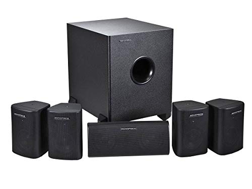 Product Cover Monoprice 5.1 Channel Home Theater Satellite Speakers And Subwoofer - Black