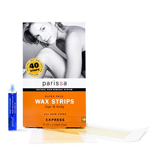 Product Cover Legs & Body Wax Strips (40 strips), Parissa Hair Removal Waxing Strips for Legs, Body, Bikini, Arms, Underarms with After care Azulene Oil
