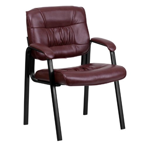 Product Cover Flash Furniture Burgundy Leather Executive Side Reception Chair with Black Metal Frame , Burgundy Leather/Black Frame -, BT-1404-BURG-GG