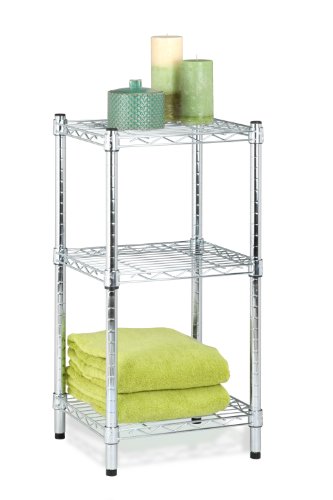 Product Cover Honey-Can-Do 3-Tier Steel Wire Shelving Tower, Chrome, 14 by 15 by 30-Inch