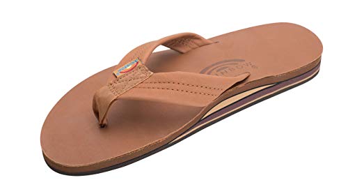 Product Cover Rainbow Sandals Men's Premier Leather Double Layer with Arch Wide Strap, Classic Tan/Brown, Men's Small / 7.5-8.5 D(M) US