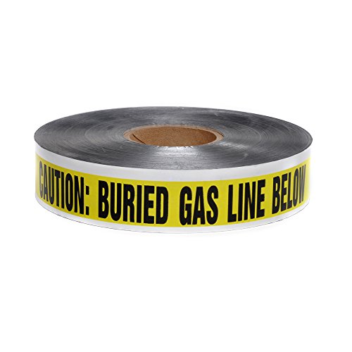Product Cover 2 in. X 1000 FT. 5 MIL DETECTABLE Safety Tape Caution Buried Gas LINE Below Yellow/Black Print