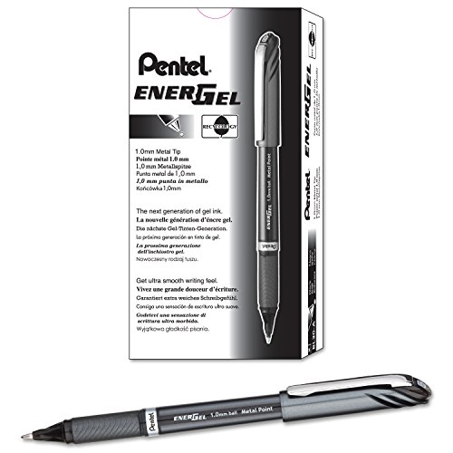 Product Cover Pentel EnerGel NV Gel Ink Pen, 1mm, Barrel, Black Ink, Dozen (BL30A)