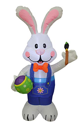Product Cover BZB Goods 4 Foot Party Inflatable Bunny Holding Paintbrush Lighted Outdoor Indoor Holiday Decorations Blow up Yard Lawn Inflatables Home Family Outside Decor