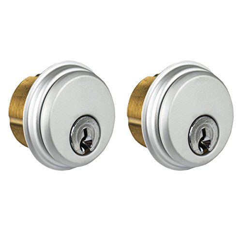 Product Cover Global Door Controls Double Brass Mortise Cylinder in Aluminum