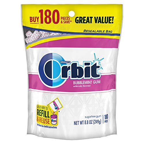 Product Cover ORBIT Bubblemint Sugarfree Gum, 8.8-Ounce Resealable Bag, 180 Pieces