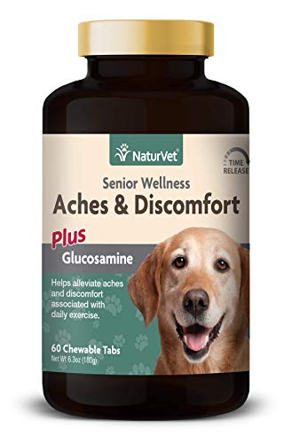 Product Cover NaturVet - Senior Wellness Aches & Discomfort for Dogs Plus Glucosamine - 60 Chewable Tablets - Supports Joint Health & Function - Relieves Aches & Discomfort