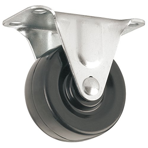 Product Cover Heavy Duty Rubber Caster Wheel with Rigid Non-Swivel Top Plate  - 2-Inch -  125 lb. Load Capacity