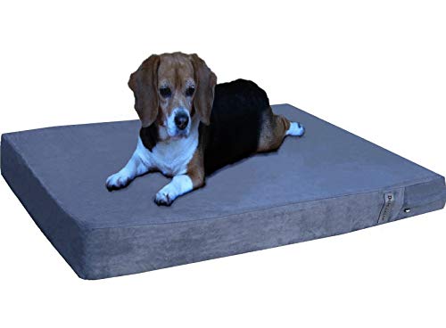 Product Cover Dogbed4less Orthopedic Gel Memory Foam Dog Bed with Microsuede Gray Cover, Waterproof Liner and Extra Replacement Pet Bed Case, Fit Large 42