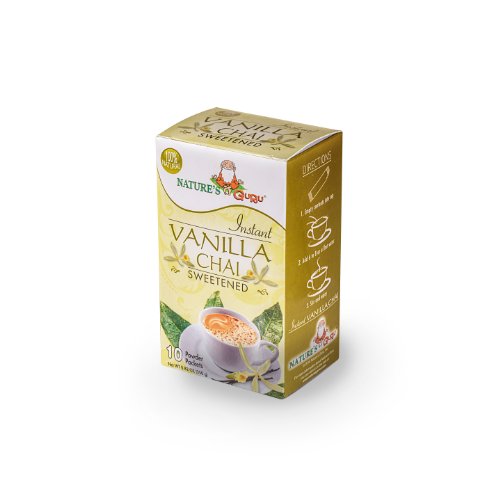 Product Cover Nature's Guru Instant Vanilla Chai Tea Drink Mix Sweetened 10 Count Single Serve On-the-Go Drink Packets