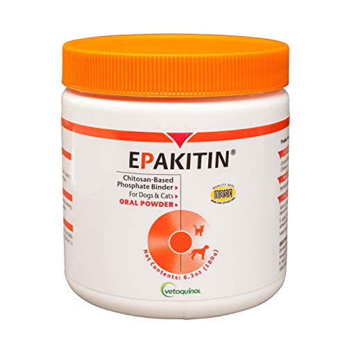 Product Cover Vetoquinol Epakitin Chitosin-Based Phosphate Binder for Cats & Dogs - Renal Support Supplement Powder, 6.3oz (180gm)